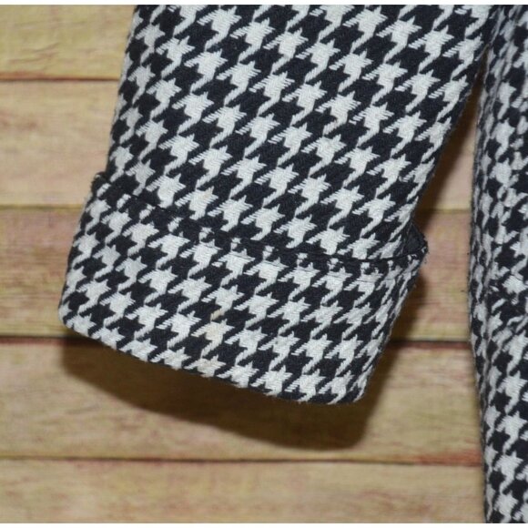 Jou Jou Womens 1X Belted Houndstooth Black & White Pea Coat Jacket Warm Stylish - Picture 4 of 13